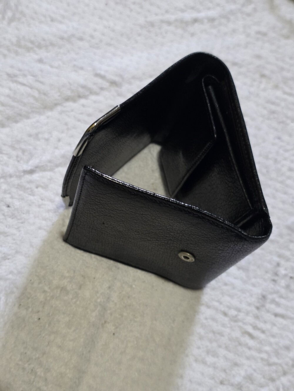 Cartier Black Leather Mens  Wallet with Silver Corner Accents Unisex - Picture 7 of 7